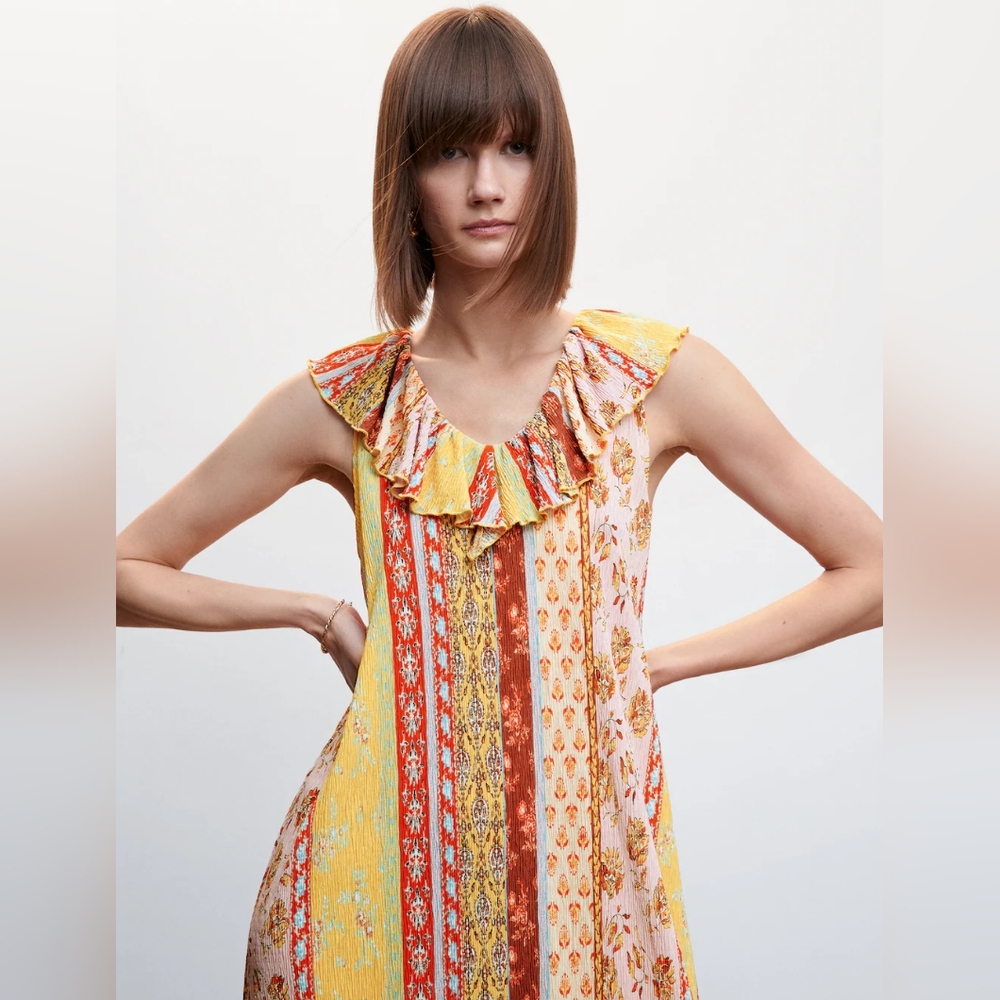 MANGO Ruffle printed dress - Picture 3 of 4